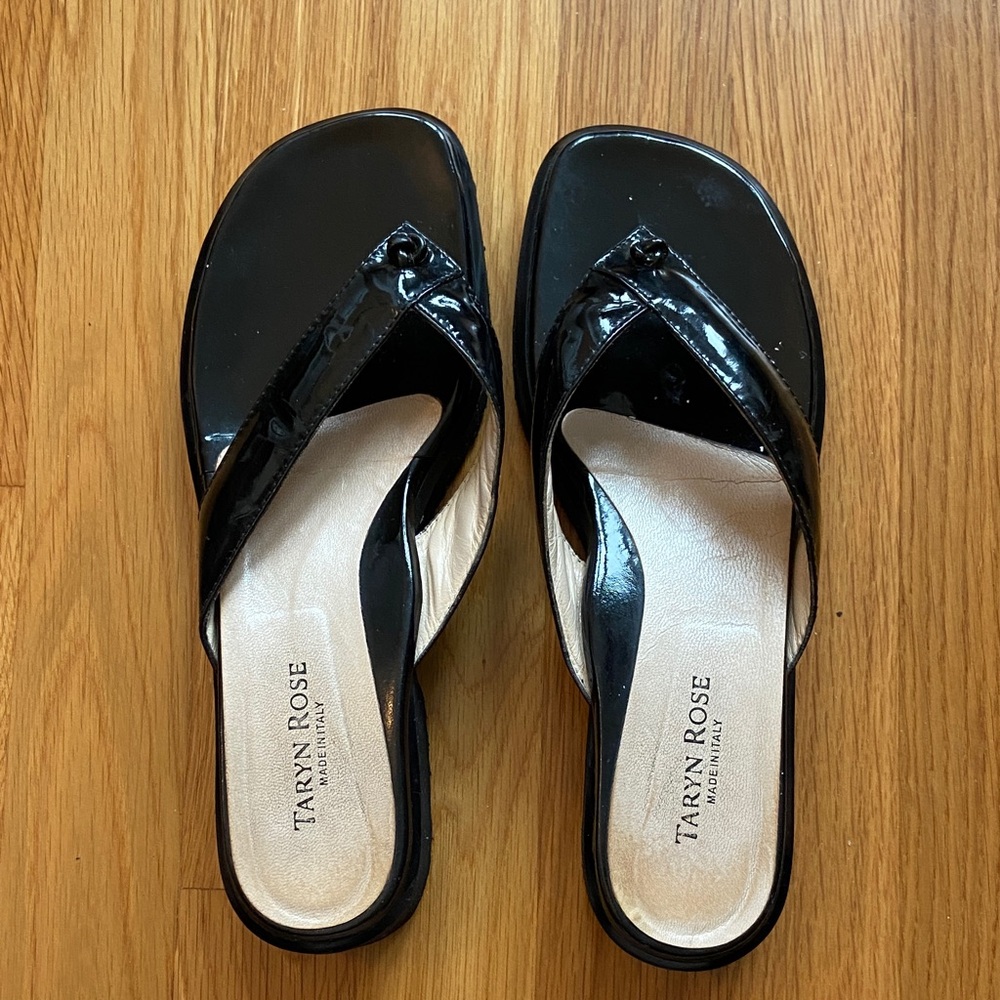 Taryn Rose Black Patent Women's Sandals